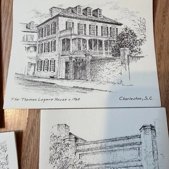 Charming Black and White Home Charleston SC Sketches Note Cards (5) Historical - Picture 4 of 10